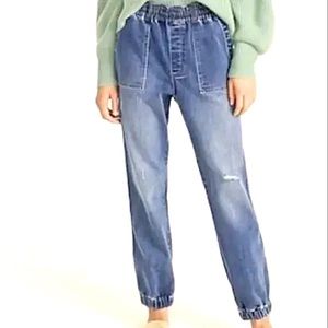 J. Crew Denim Re-Imagined Horseshoe Wash Blue Jogger Pull-On Jeans XL‎ BD401